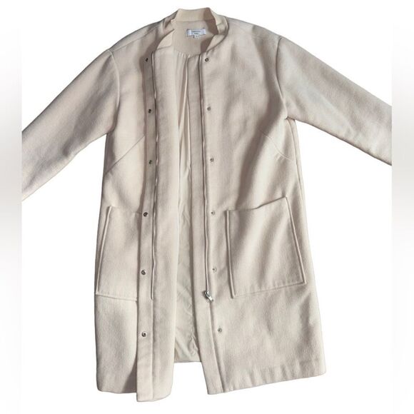 Thakoon Collective Pocket Front Coat Wool Blend Off White Womens Size Large - Picture 8 of 10